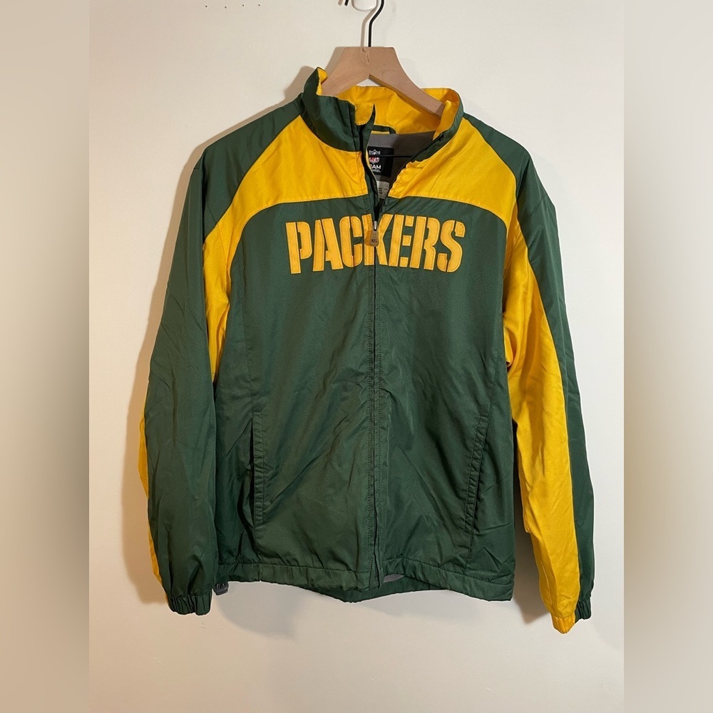 NFL Team Apparel Green Bay Packers Windbreaker Full Zip Vintage Jacket Sz Small